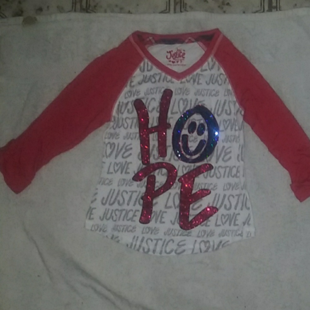Justice tshirt mid length sleeve hope in sparkles